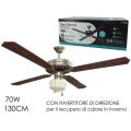 VENTILATORE SOFFITTO C/LUCE LEGNO Cm.130