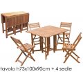 SET TAVOLO 100x90 CM C/4 SEDIE